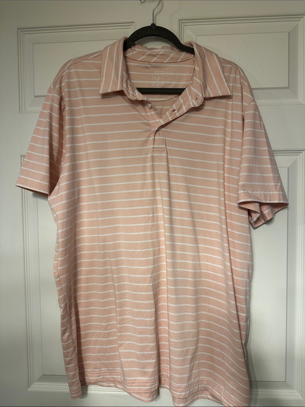 Men's Pink & White Striped Polo Shirt